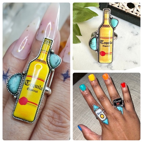 Jewelry - 2/$30🌵 Tequila Especial Silver Turquoise Stone Adjustable Alcohol Southwestern